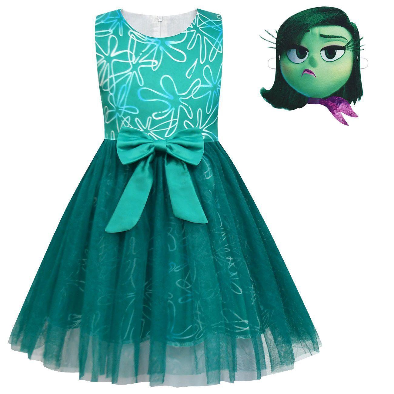 Kids' Inside Out Disgust Tutu Dress Cosplay Princess Gown with Bag and Mask - Pajamasbuy