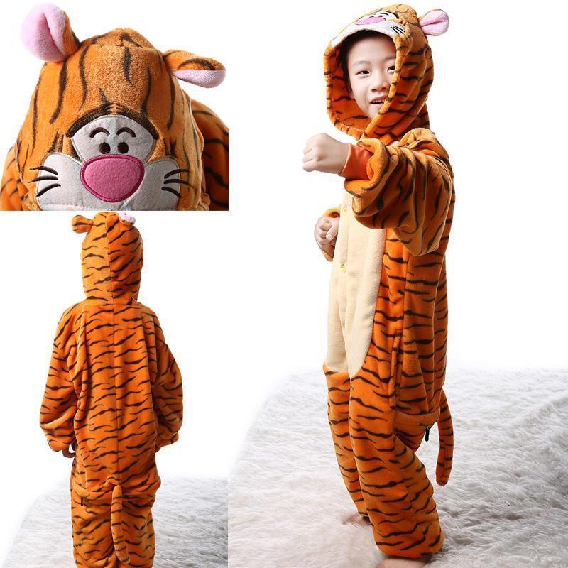 Kids Onesies Hoodie Tigger Animal Pajamas Kigurumi Costume - Pajamasbuy