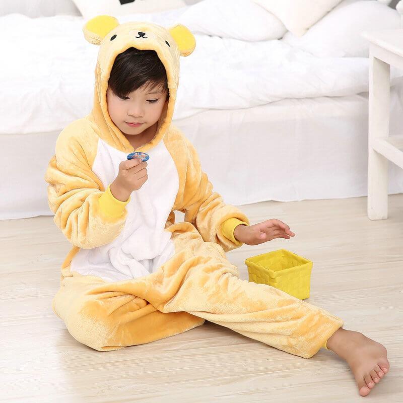 Kids Onesies Rilakkuma Bear Pajamas Animal Costume Kigurumi - Pajamasbuy