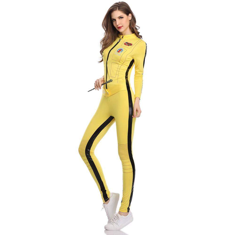 BuyKill Bill Cosplay Costume Yellow Bodycon Jumpsuit Motorcycle Night Club Racer Zentai Suits for Women Now Cheaper With 3 - 5 Days Ship - PajamasBuy