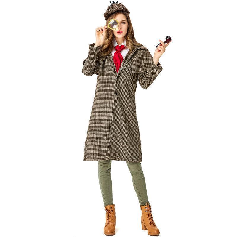 Lady Sherlock Holmes Cosplay Costume Halloween Coat Outfits Women - Pajamasbuy