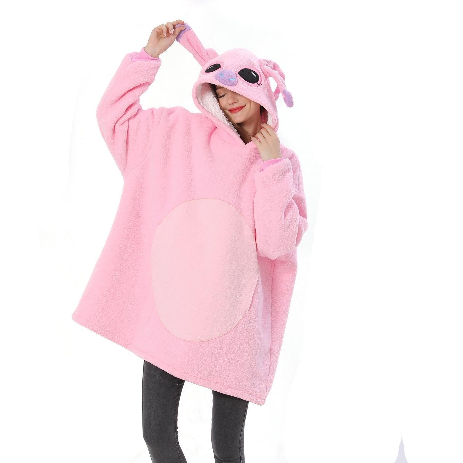 Lilo Stitch Pink Stitch Keep Warm Cosplay Costume Cozy Cartoon Lazy TV Blanket - Pajamasbuy