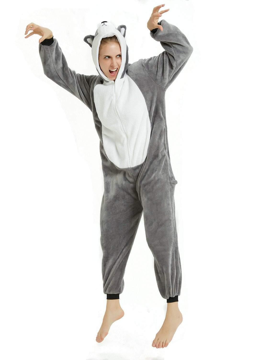 Long - haired Husky Dog Kigurumi Onesies Pajamas Costume - Pajamasbuy