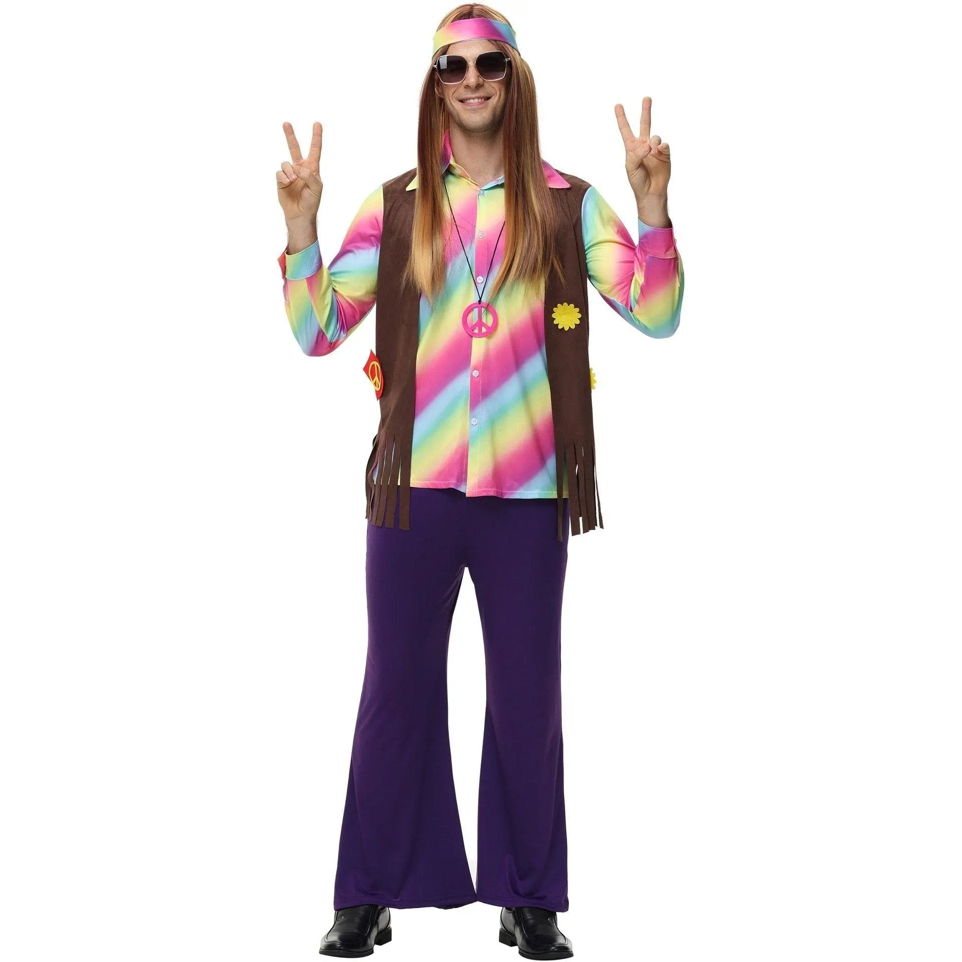 men's 70s disco hippie costume music festival rock dance party - Pajamasbuy