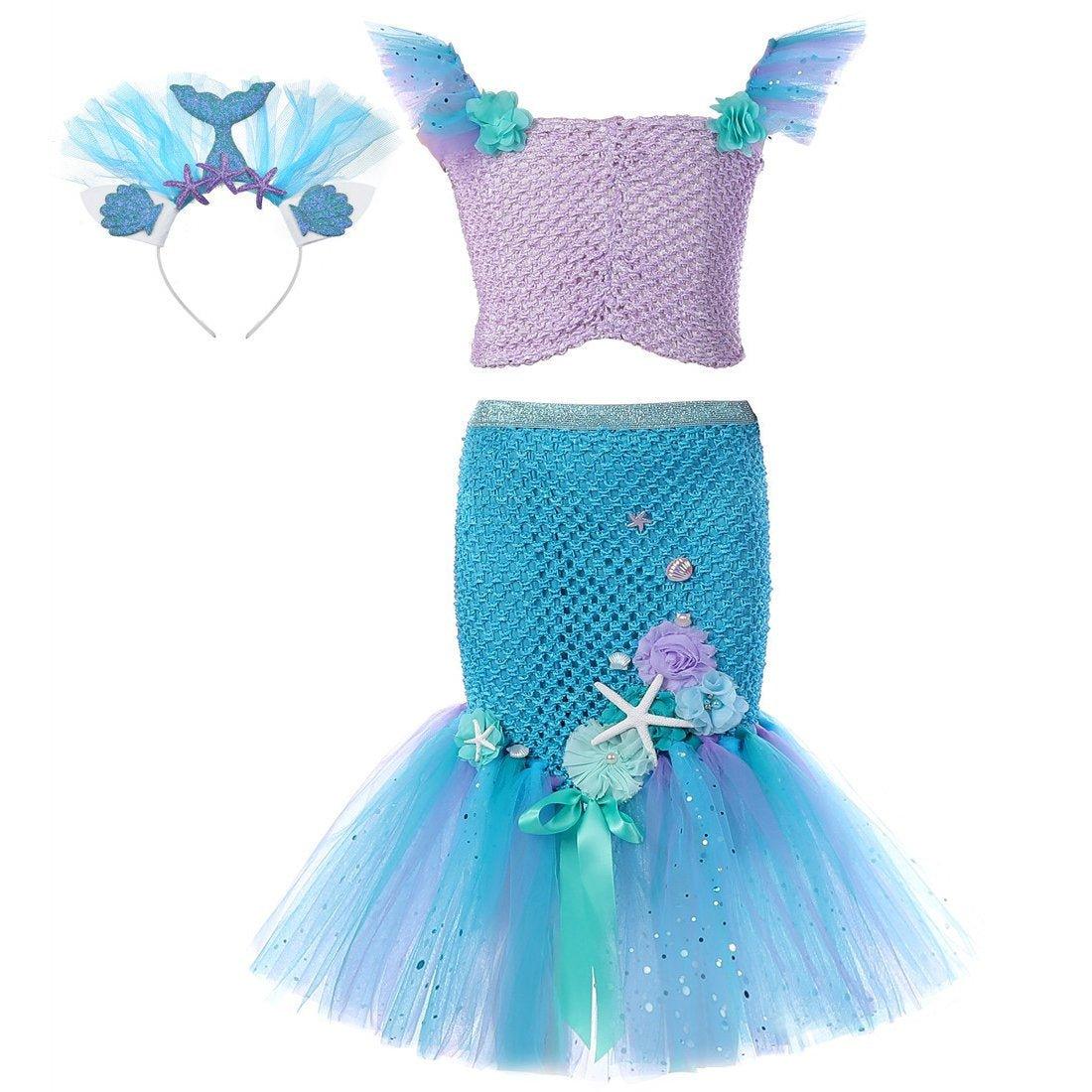 Mermaid Princess Costume Kids Girls Cosplay Party Tutu Dress Halloween Outfit - Pajamasbuy