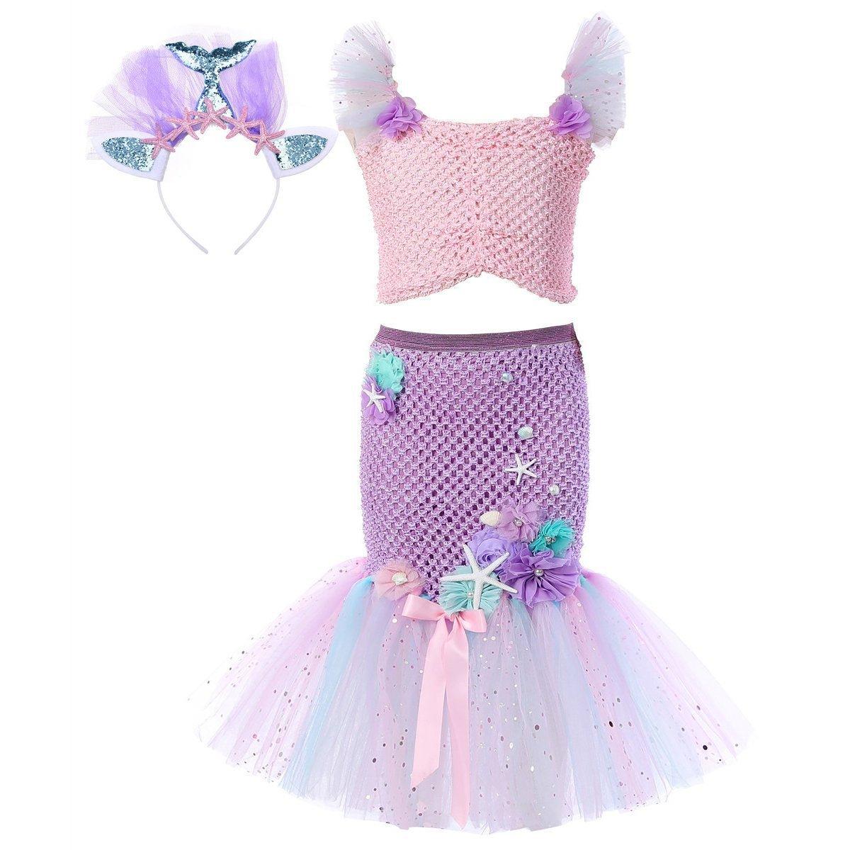 Mermaid Princess Costume Kids Girls Cosplay Party Tutu Dress Halloween Outfit - Pajamasbuy