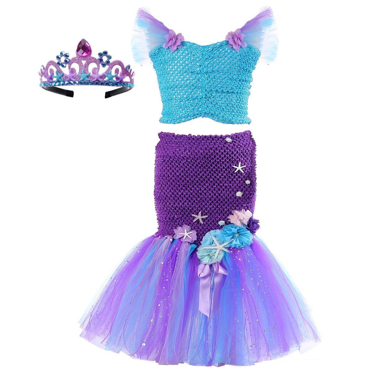 Mermaid Princess Costume Kids Girls Cosplay Party Tutu Dress Halloween Outfit - Pajamasbuy