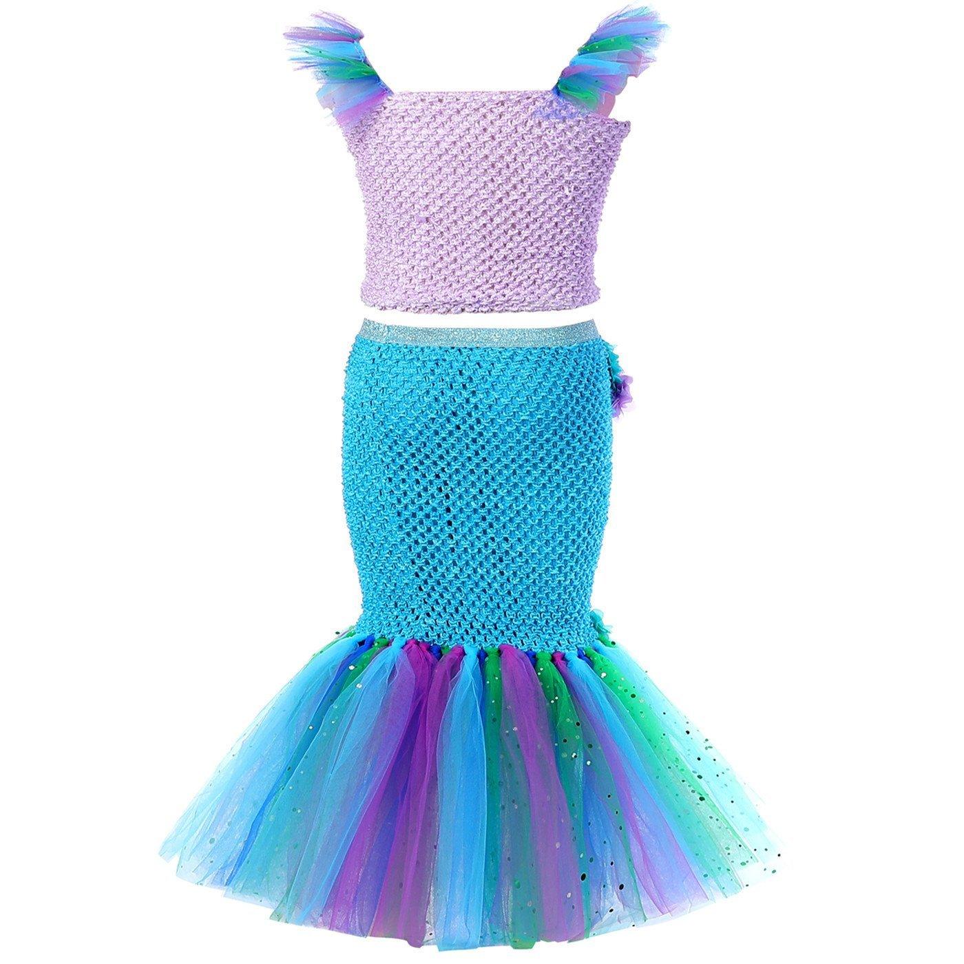 Mermaid Princess Costume Kids Girls Cosplay Party Tutu Dress Halloween Outfit - Pajamasbuy