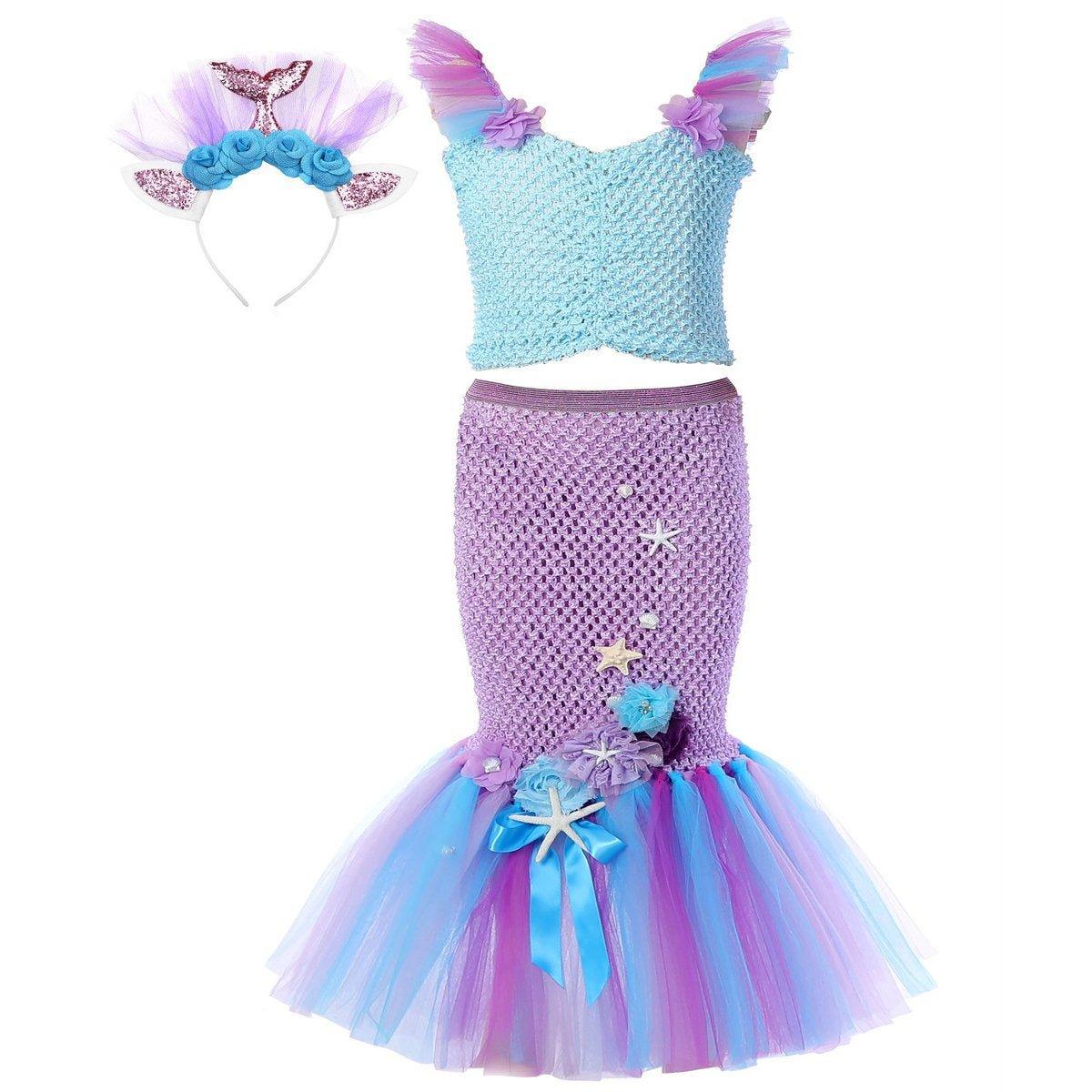 Mermaid Princess Costume Kids Girls Cosplay Party Tutu Dress Halloween Outfit - Pajamasbuy