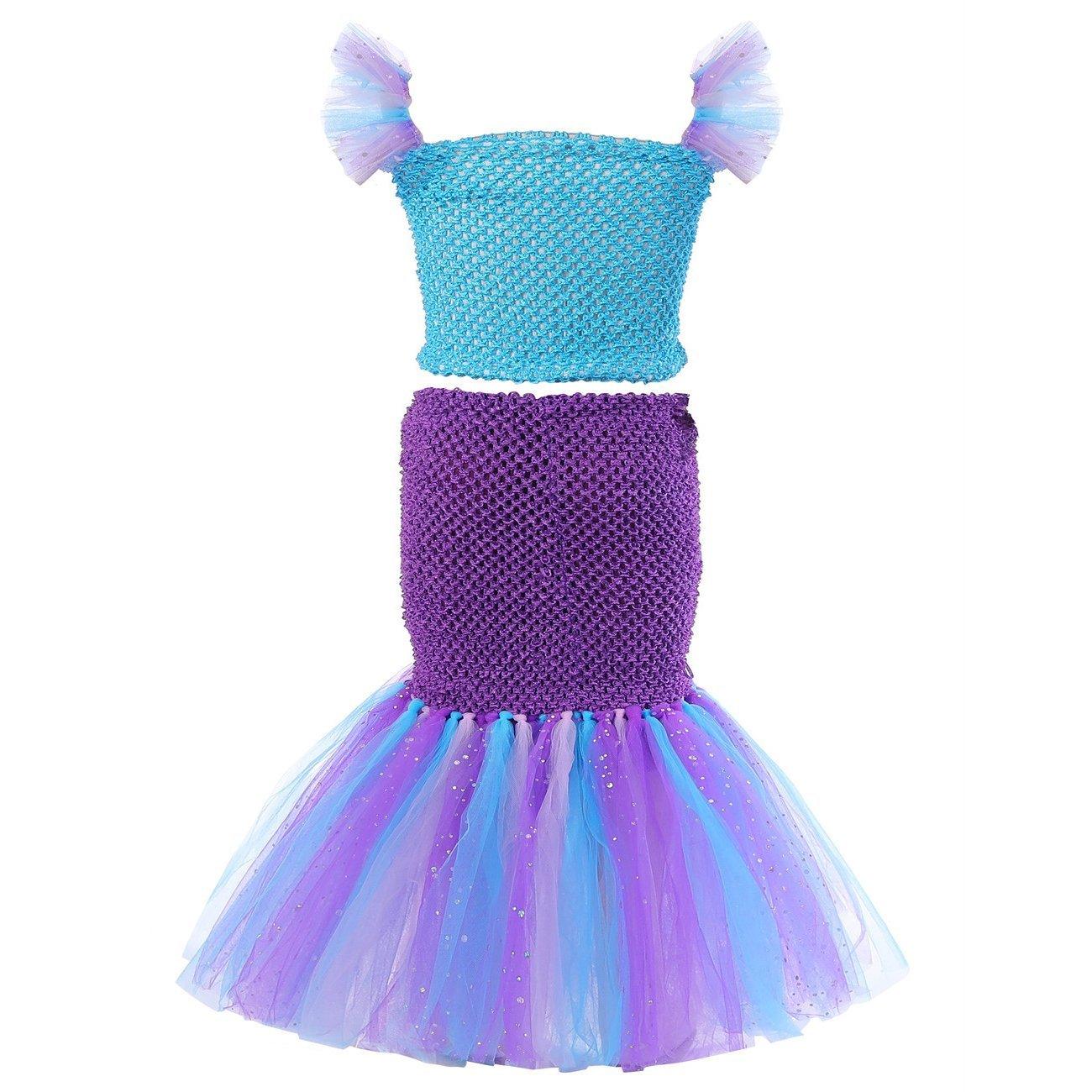 Mermaid Princess Costume Kids Girls Cosplay Party Tutu Dress Halloween Outfit - Pajamasbuy