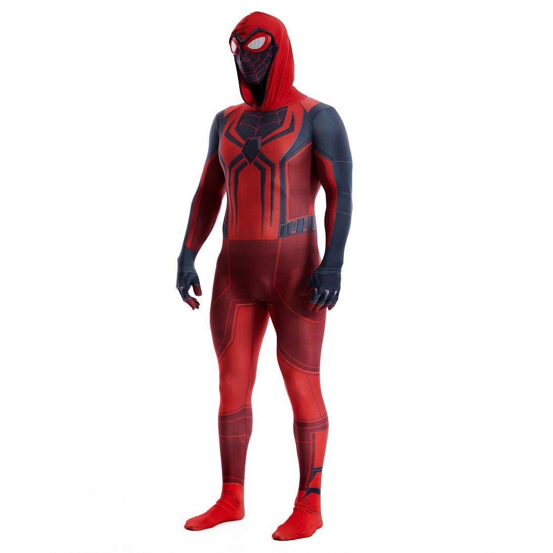 Miles Morales Crimson Cowl Spider Man Costume Red Cape Halloween Cosplay for Kids and Adults - Pajamasbuy