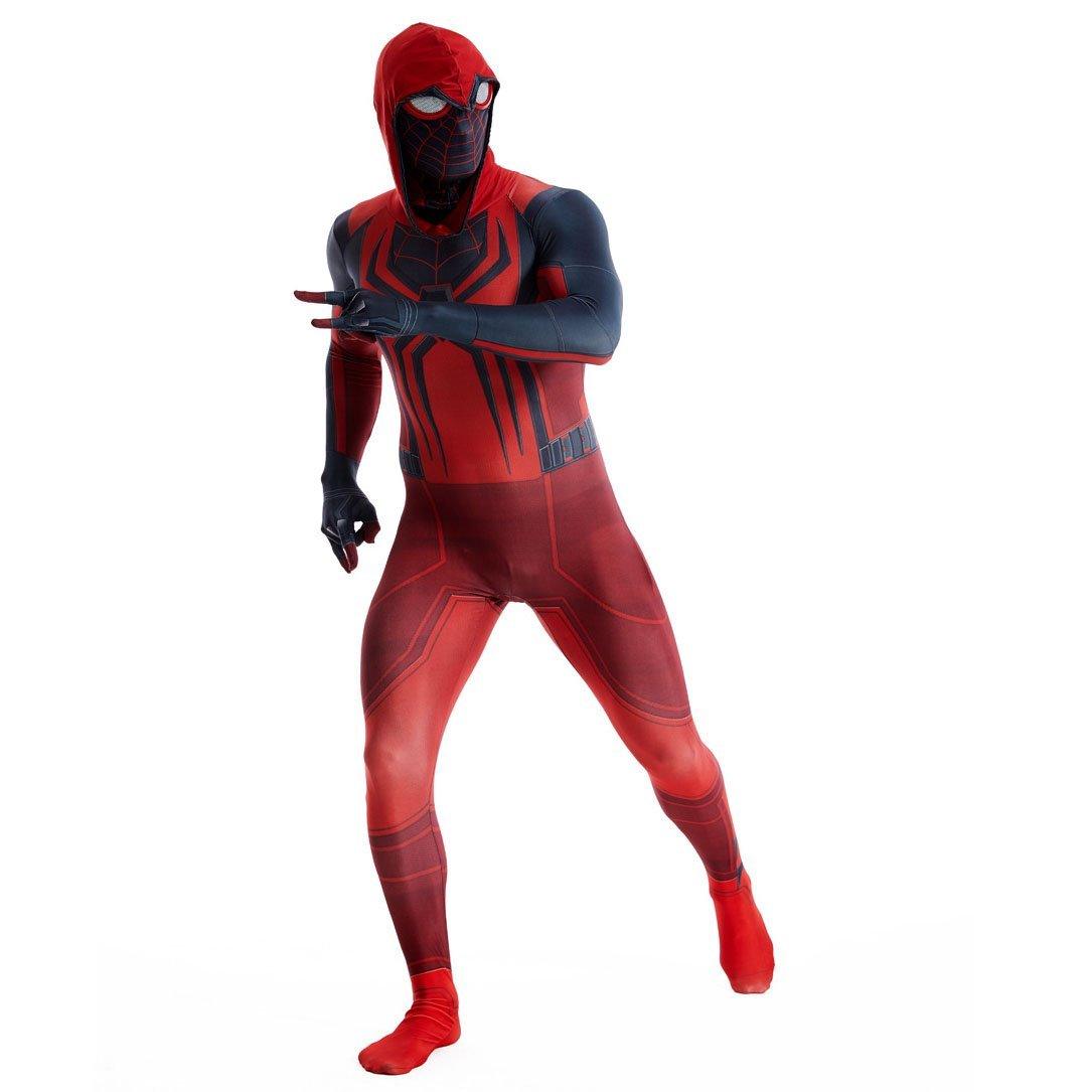 Miles Morales Crimson Cowl Spider Man Costume Red Cape Halloween Cosplay for Kids and Adults - Pajamasbuy