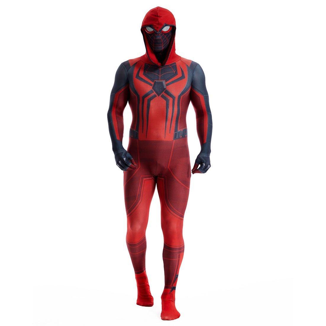 Miles Morales Crimson Cowl Spider Man Costume Red Cape Halloween Cosplay for Kids and Adults - Pajamasbuy