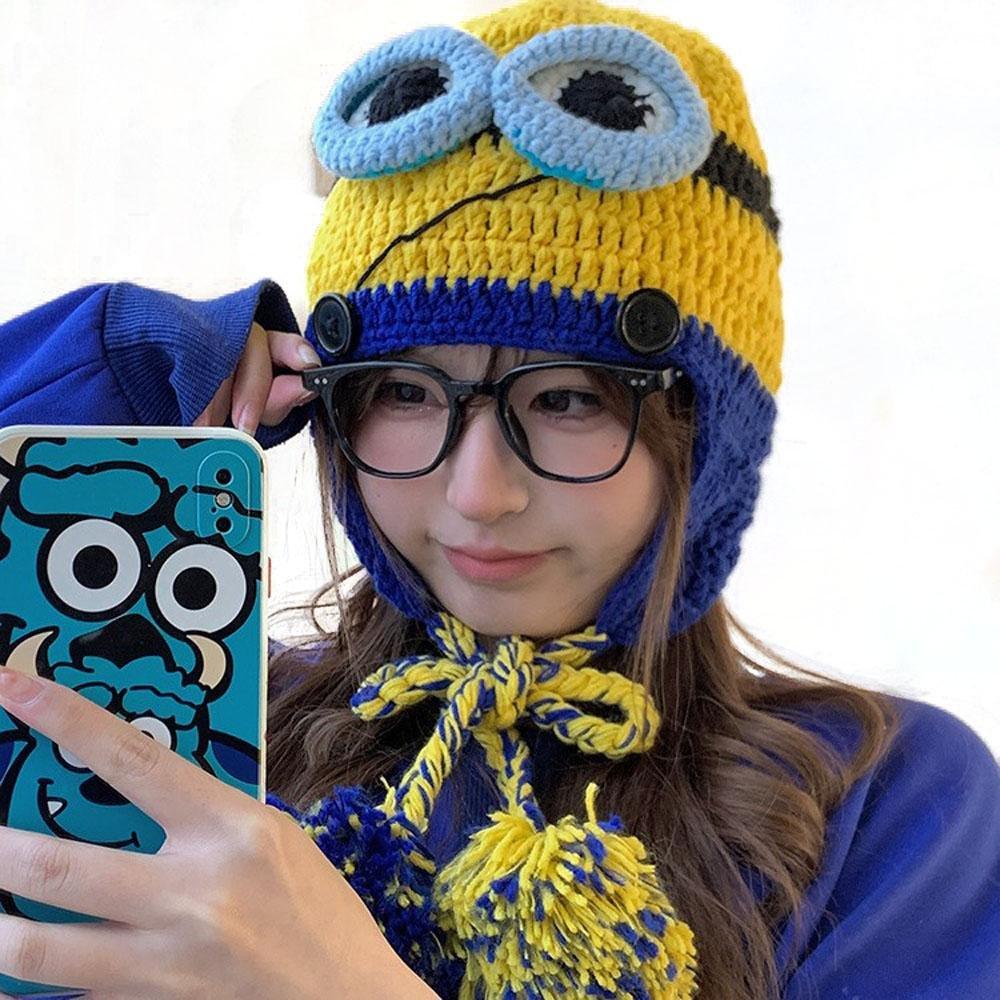 Minions hats for women Baby halloween costume Accessory Warm WinterKnitted - Pajamasbuy