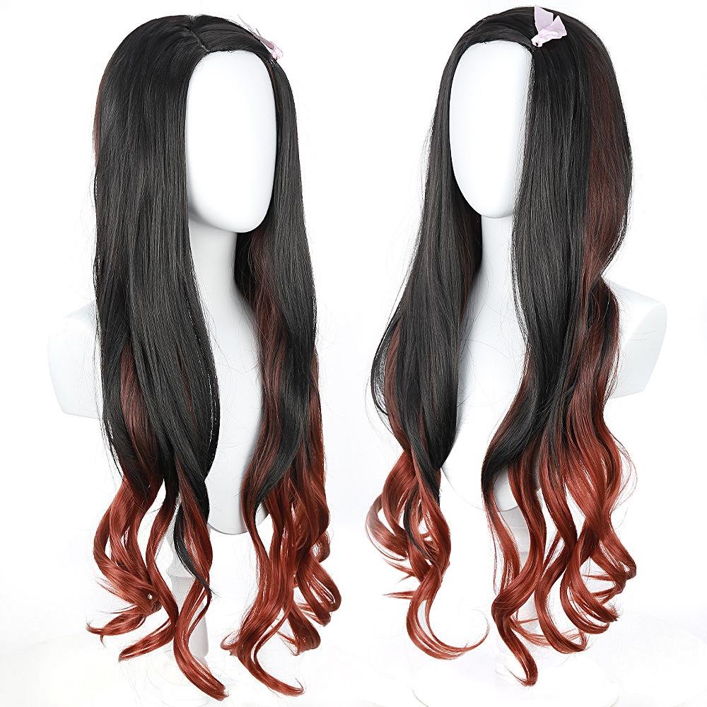 BuyNezuko Kamado wig Demon Slayer Black gradient orange Long Curly Cosplay Wigs Now Cheaper With 3 - 5 Days Ship - PajamasBuy