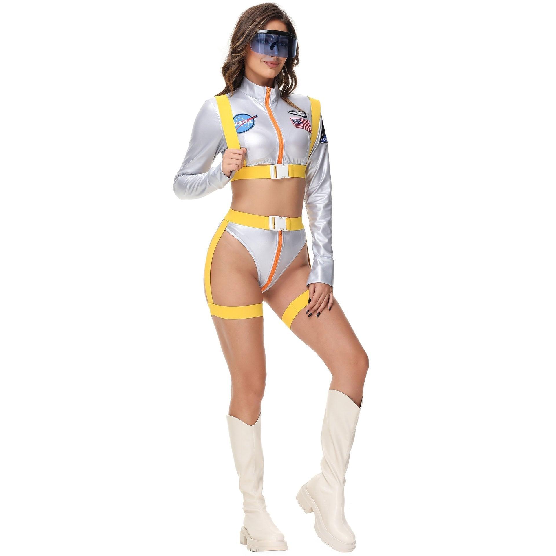 Nightclub Fun Gold Stamped Space Suit Astronaut Female Costume Music Festival Halloween - Pajamasbuy