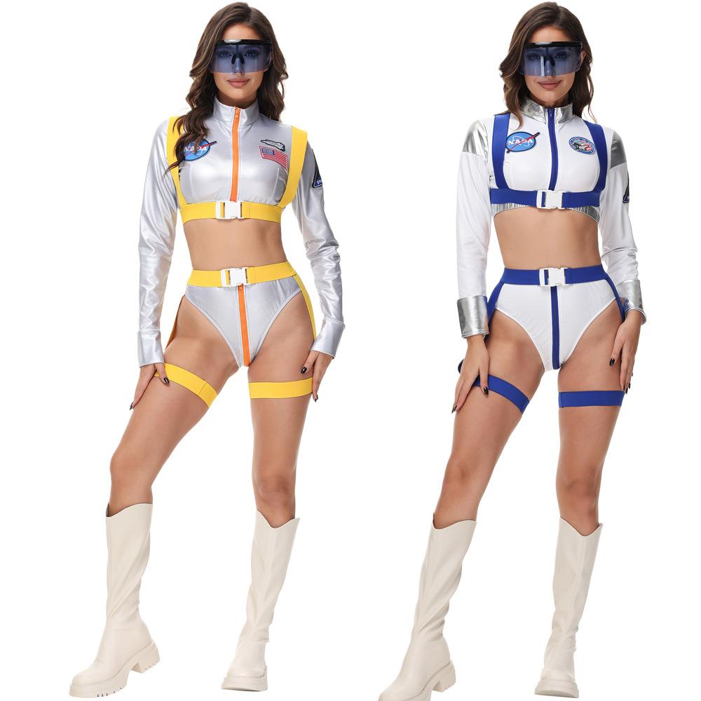 BuyNightclub Fun Gold Stamped Space Suit Astronaut Female Costume Music Festival Halloween Now Cheaper With 3 - 5 Days Ship - PajamasBuy