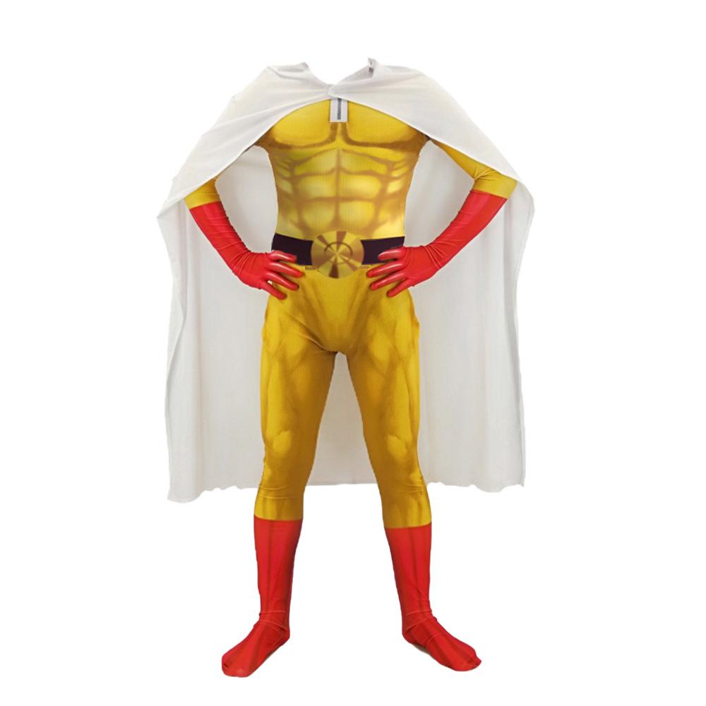 BuyOne Punch Man Saitama Costume Cosplay Zentai Suit Jumpsuit for Kids Adult Now Cheaper With 3 - 5 Days Ship - PajamasBuy