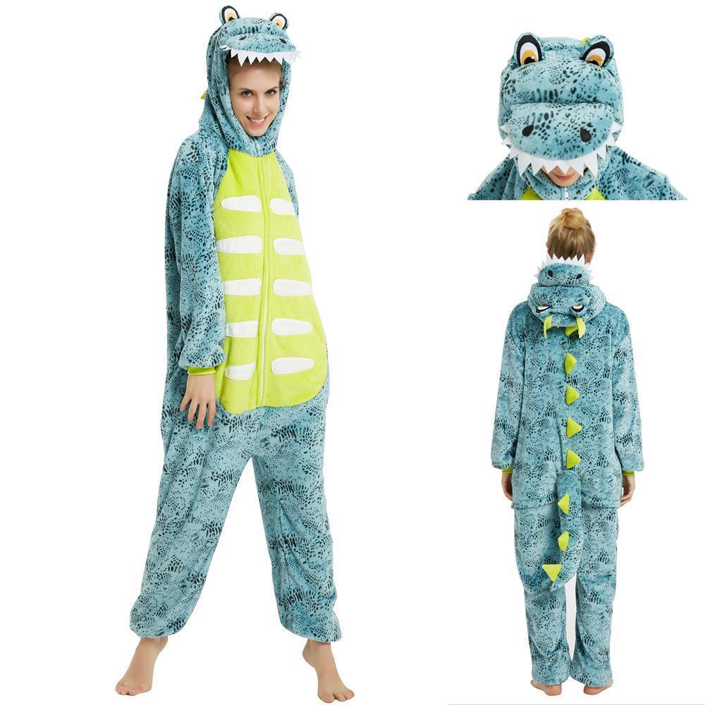 Onesie Kigurumi Pajamas Print Frog Adult's Flannel blue Frog Winter Sleepwear Animal Costume - Pajamasbuy