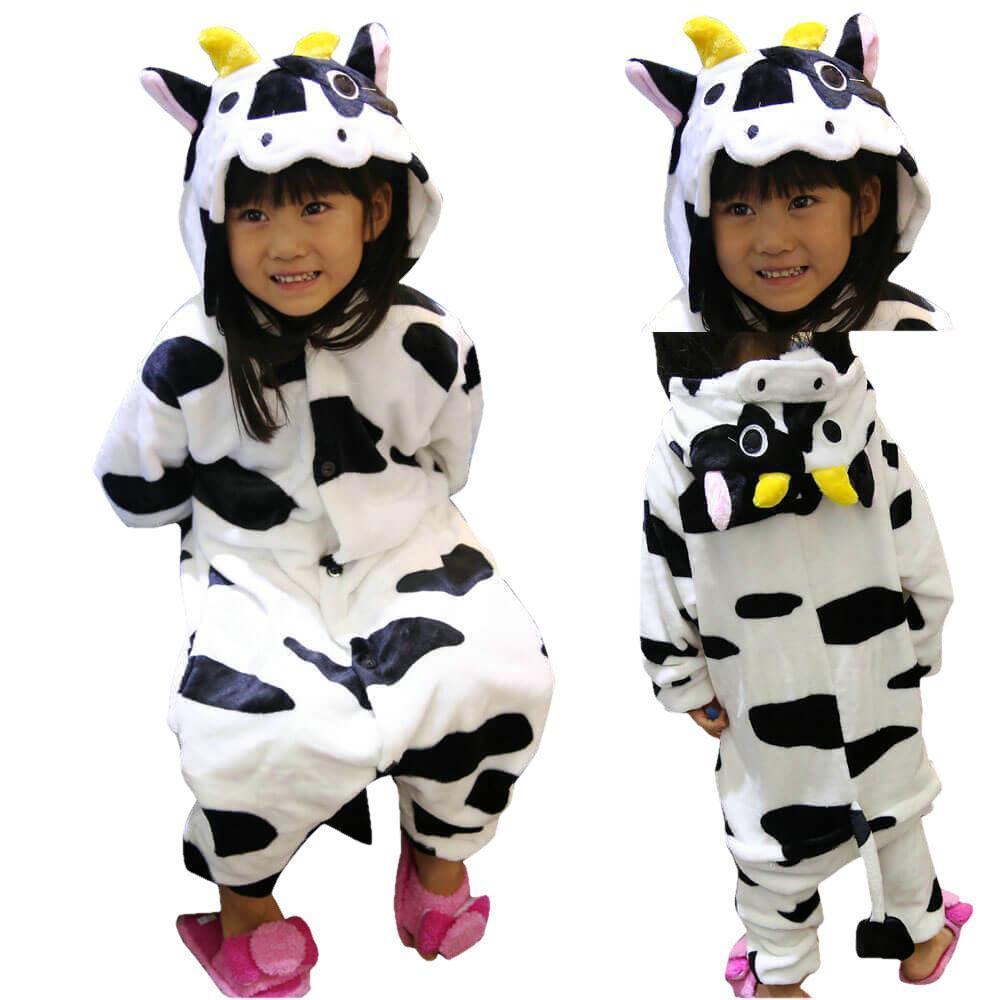 Onesies Hoodie Kids Cow Animal Costume Pajamas Kigurumi - Pajamasbuy