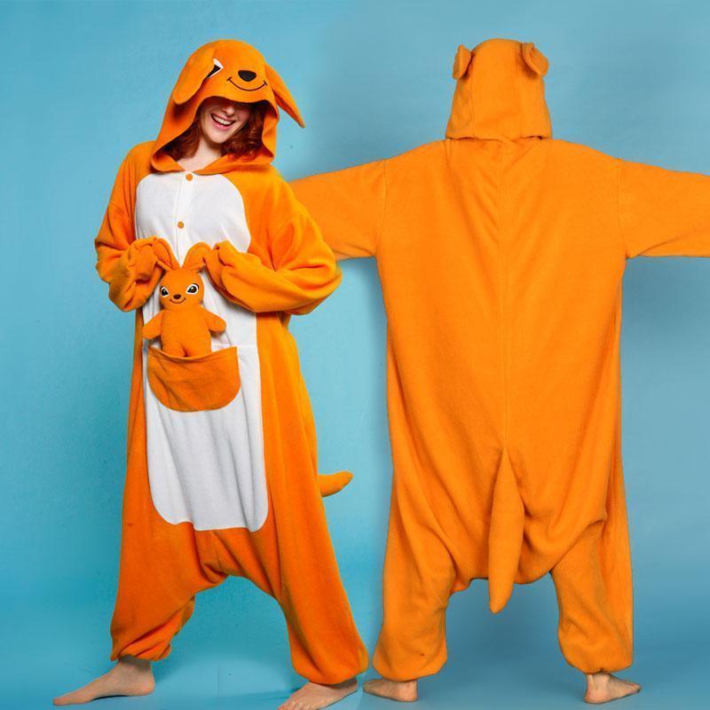 Orange Kangaroo Onesies Hoodie Kigurumi Costume Pajamas - Pajamasbuy