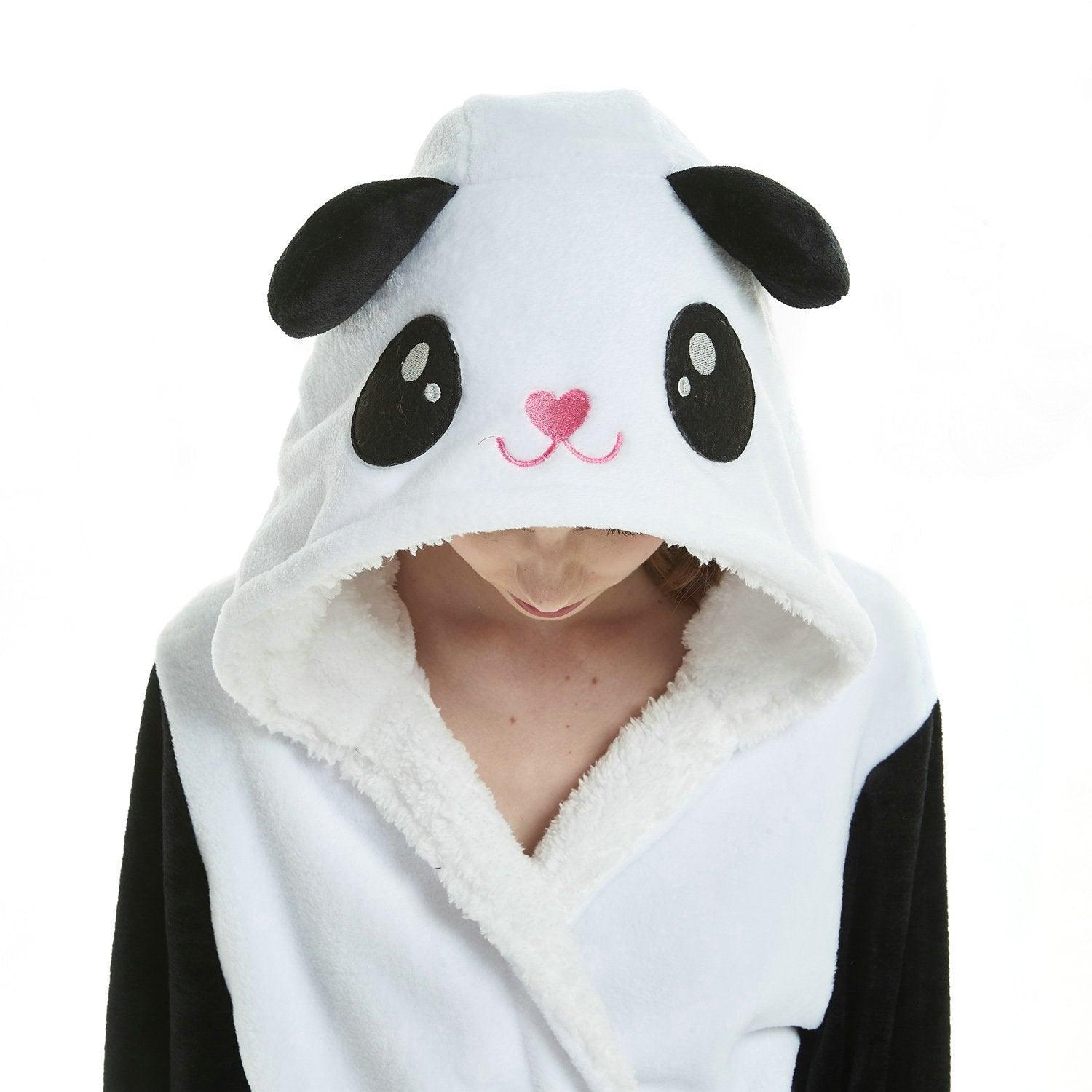 Panda Kigurumi Robes Adult Animal Pajamas Softest Bath Robe - Pajamasbuy