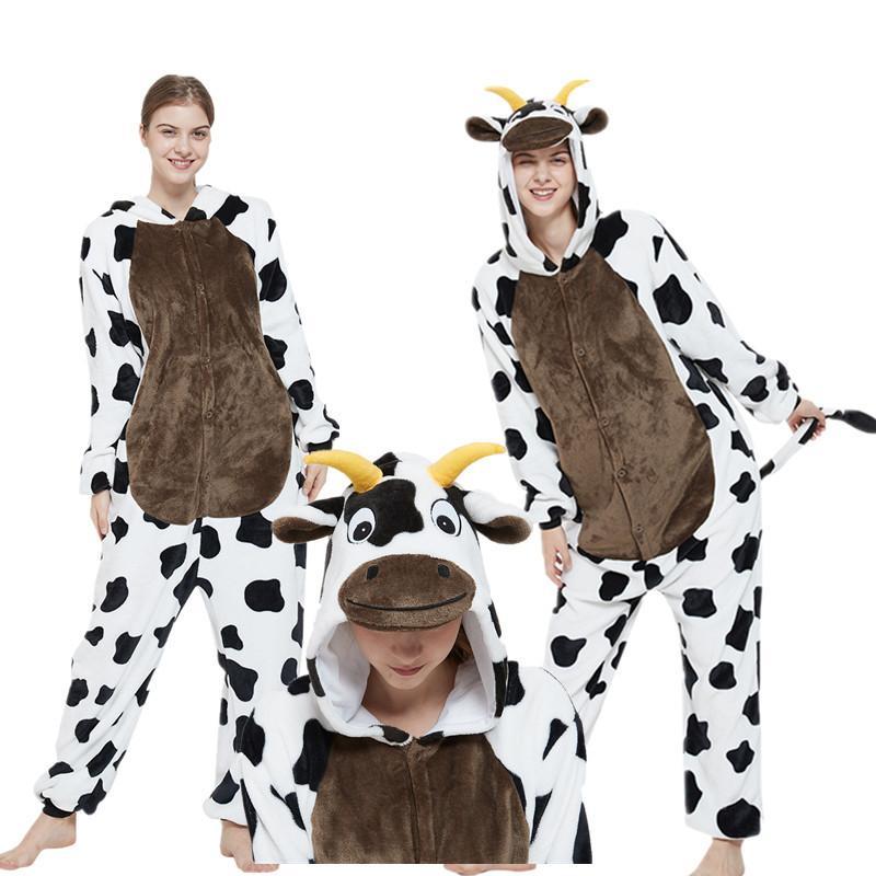 BuyPink Milk Cow Kigurumi Pajamas Hoodie Animal Costume Onesies Now Cheaper With 3 - 5 Days Ship - PajamasBuy