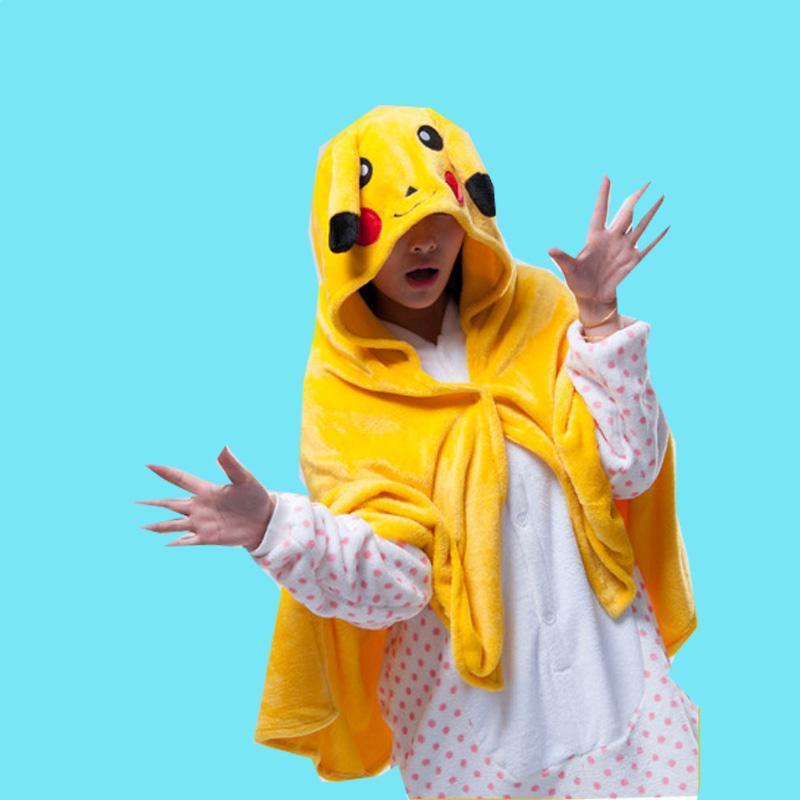 BuyPokemon Kigurumi Pikachu Cosplay Costume Hoodie Cloak Now Cheaper With 3 - 5 Days Ship - PajamasBuy