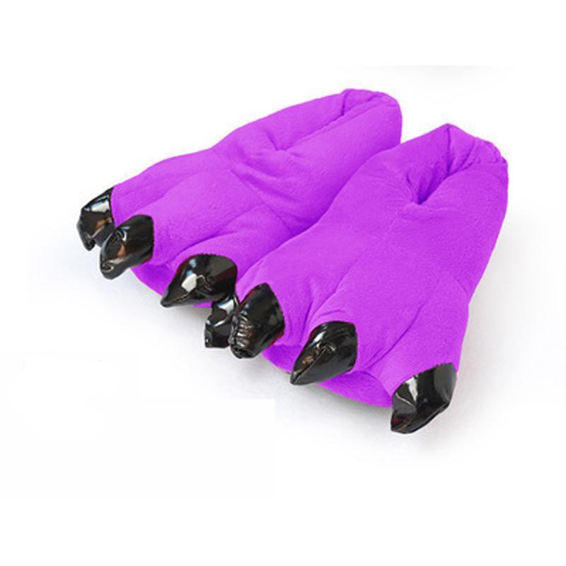 Purple Animal Cosplay Kigurumi Fleece Warm Slippers Shoes - Pajamasbuy