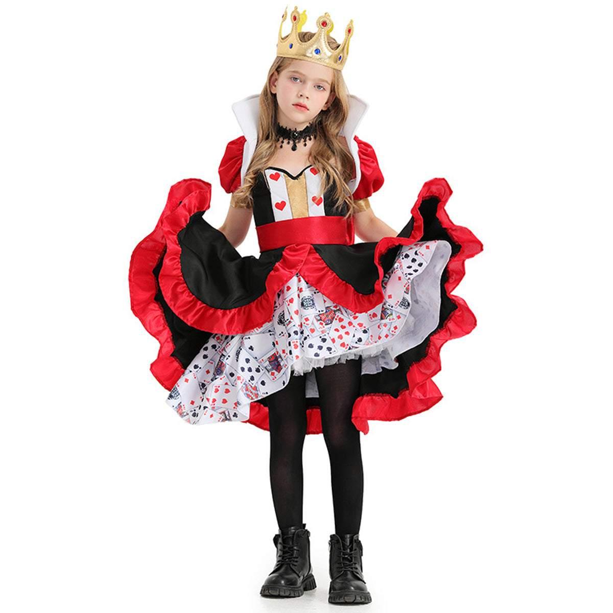 Queen of Hearts Outfits Halloween Carnival Suit Cosplay Costume For Kids - Pajamasbuy