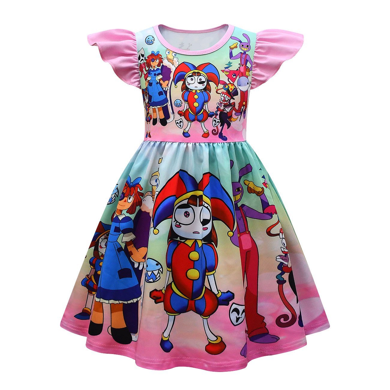 BuyRagatha Pomni Flying Sleeve Dress The Amazing Digital Circus Costumes Printing Kids Now Cheaper With 3 - 5 Days Ship - PajamasBuy