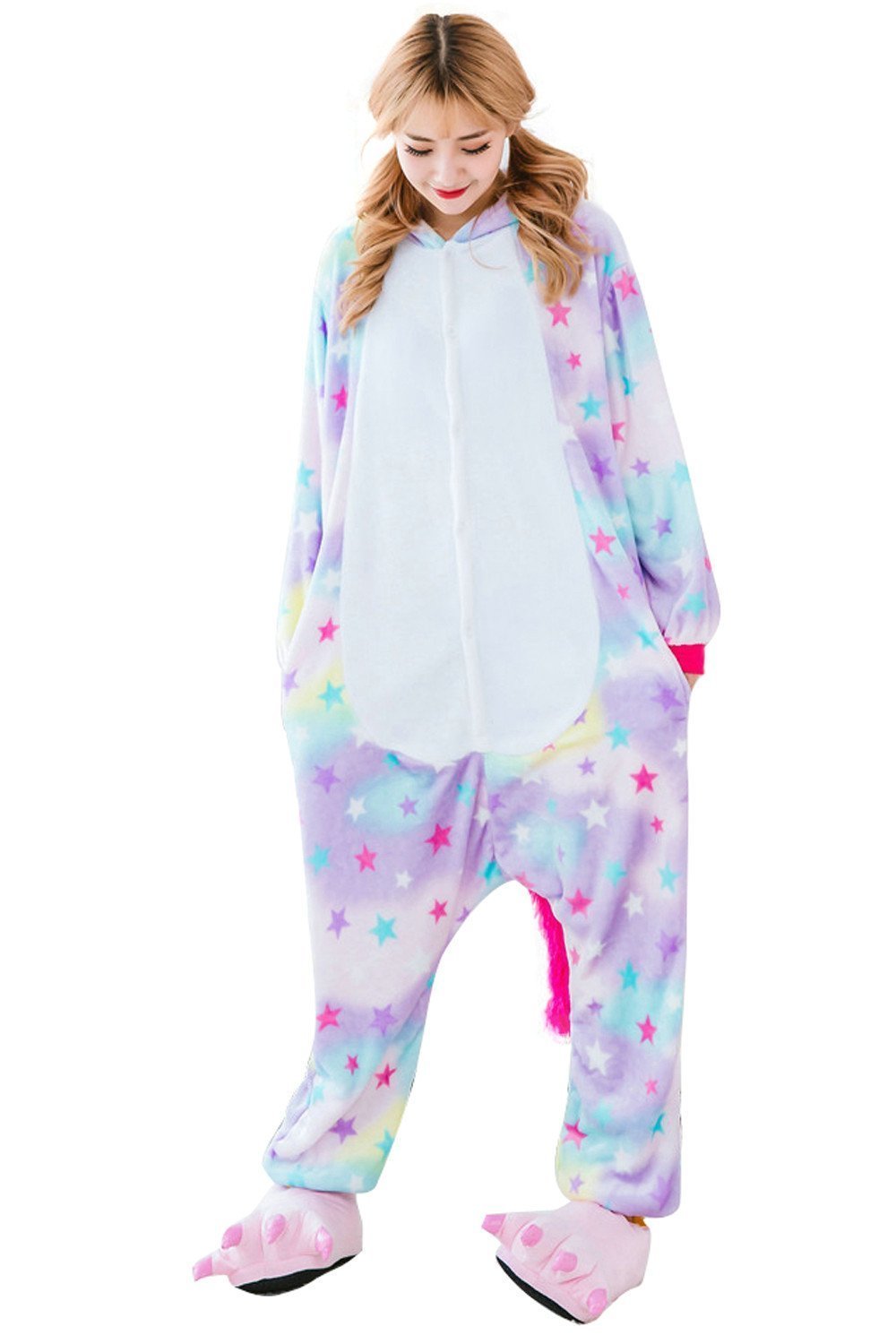 BuyRainbow Unicorn Adult Unisex Pajamas Costume Onesie Kigurumi Now Cheaper With 3 - 5 Days Ship - PajamasBuy