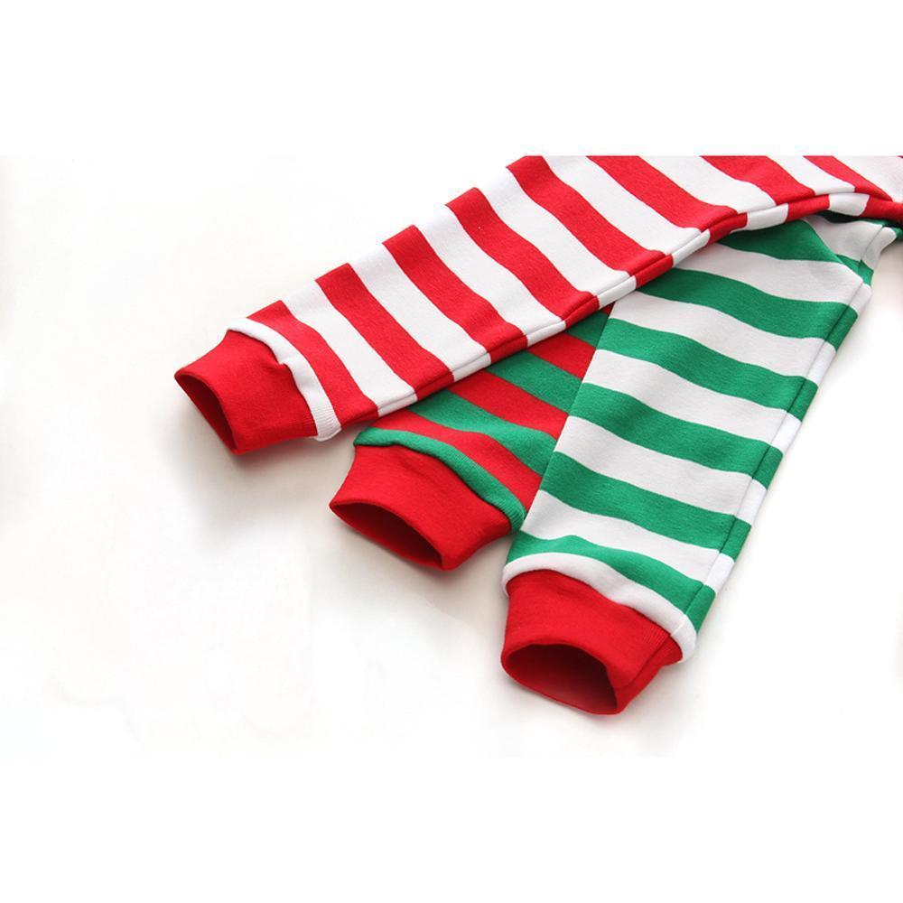 Red Green Christmas Kids Sleepwear Stripes Top Pants Pajamas Set - Pajamasbuy