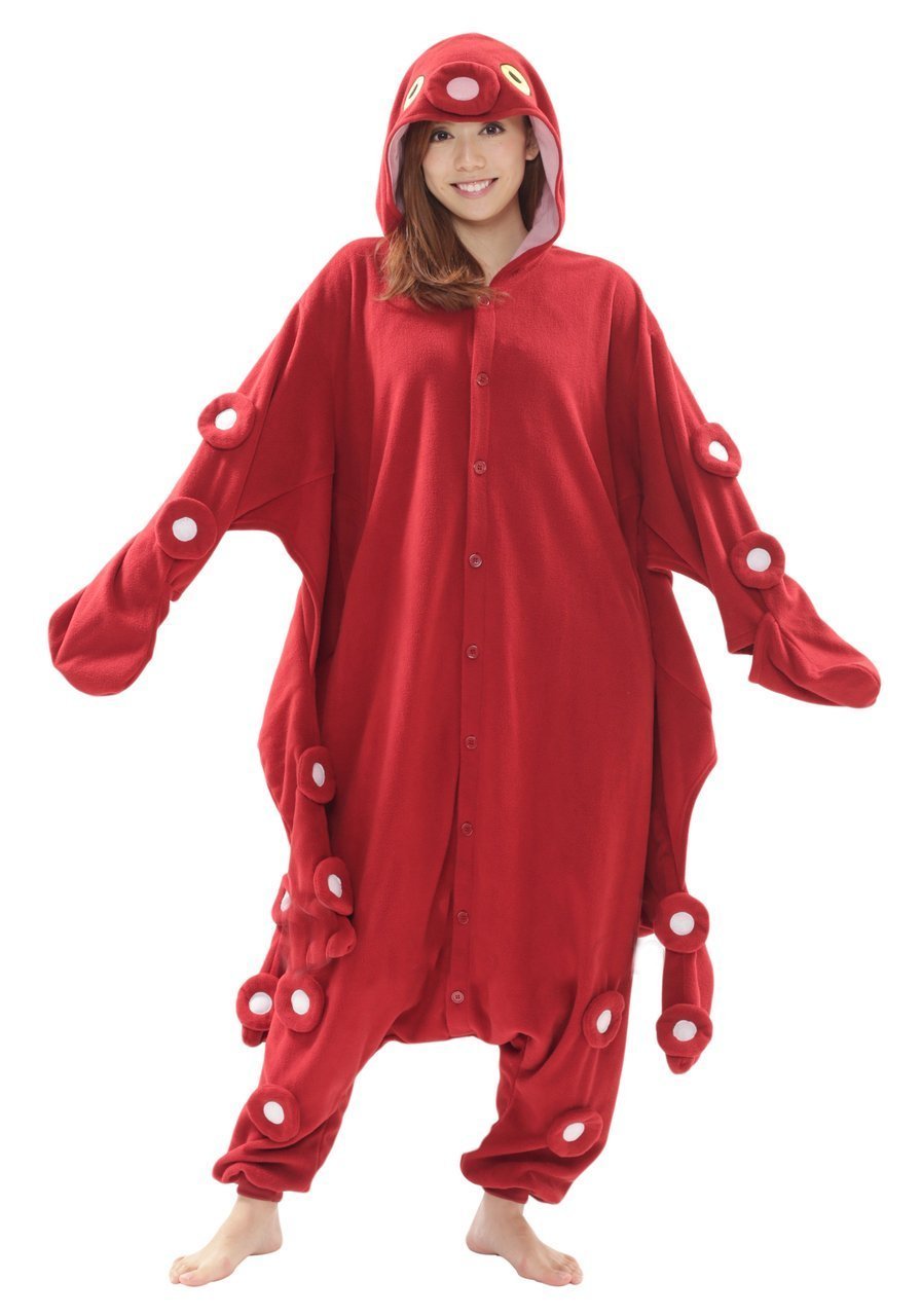 BuyRed Octopus Animal Kigurumi Onesies Pajamas Costume Now Cheaper With 3 - 5 Days Ship - PajamasBuy