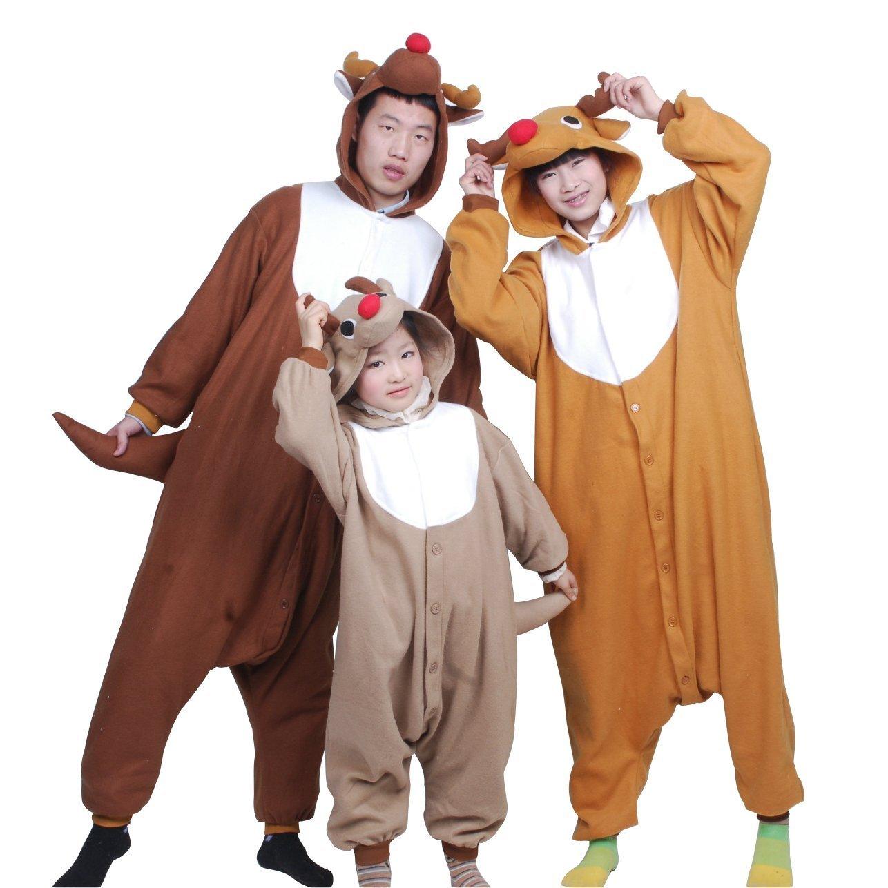 Reindeer Deer Cartoon Animal Kigurumi Onesie Pajama Costume - Pajamasbuy