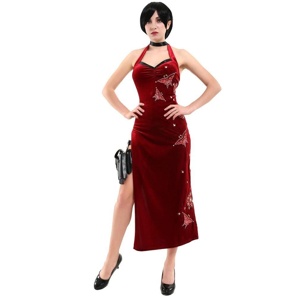 Resident Evil Ada Wong Lunar Costue Sleeveless cheongsam Slit Long Skirt - Pajamasbuy