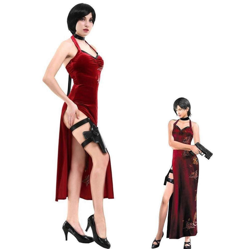 Resident Evil Ada Wong Lunar Costue Sleeveless cheongsam Slit Long Skirt - Pajamasbuy