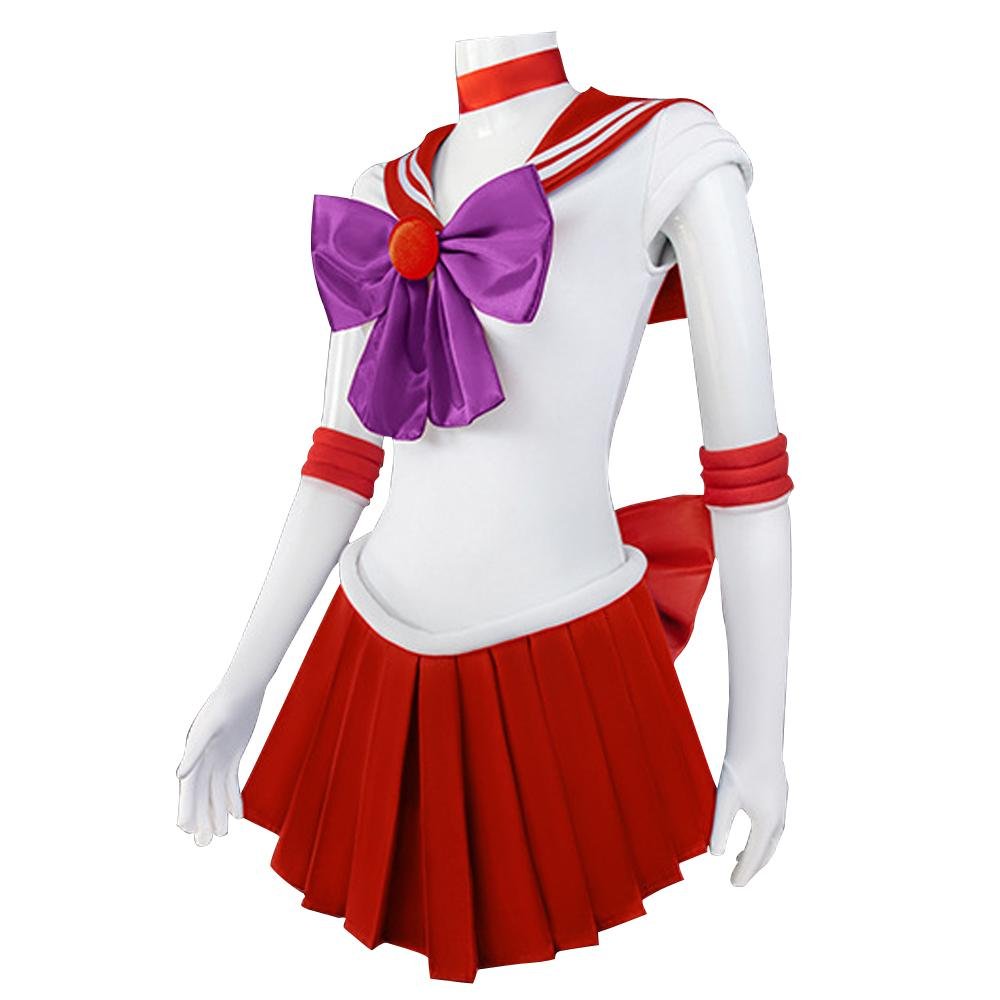 BuySailor Moon Hino Rei Sailor Mars Cosplay Costume Red Uniform Dress Outfits Halloween Now Cheaper With 3 - 5 Days Ship - PajamasBuy