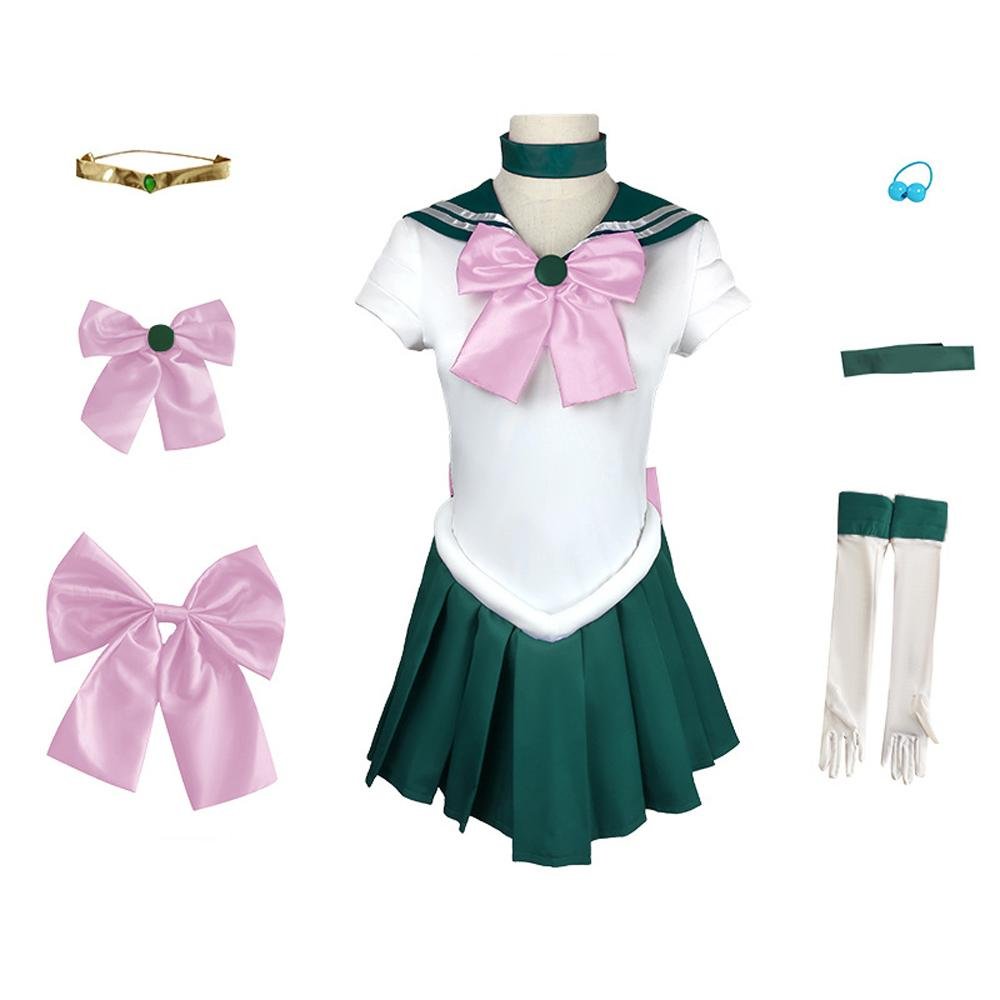 BuySailor Moon Kino Makoto Costume Uniform Green Dress Outfits Cosplay Halloween Suit Now Cheaper With 3 - 5 Days Ship - PajamasBuy