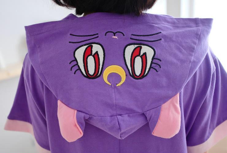 Sailor moon Purple Cat Luna Animal Onesie Pajamas Short Sleeve - Pajamasbuy