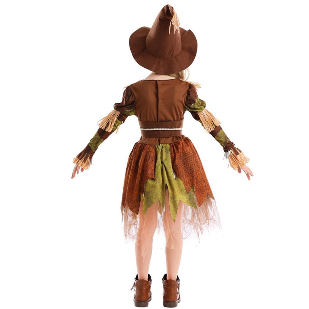 BuyScarecrow Cosplay Costume Halloween Role - Playing Outfit with Dress and Hat for Kids Girls Now Cheaper With 3 - 5 Days Ship - PajamasBuy