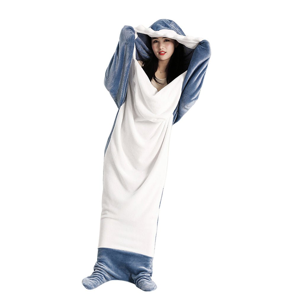 BuyShark Blanket Sleeping Bag Loose Onesies Pajamas Adult Super Soft Fleece Hoodie Now Cheaper With 3 - 5 Days Ship - PajamasBuy