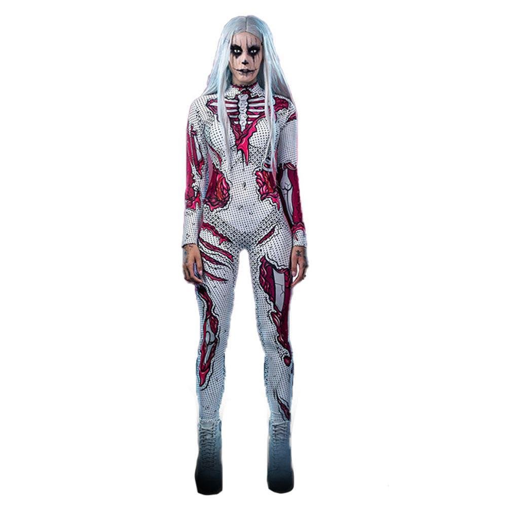 BuySkeleton Costumes Halloween Horror Zombie Cosplay Jumpsuit for Women's Carnival Bodysuit Adult Zentai Now Cheaper With 3 - 5 Days Ship - PajamasBuy