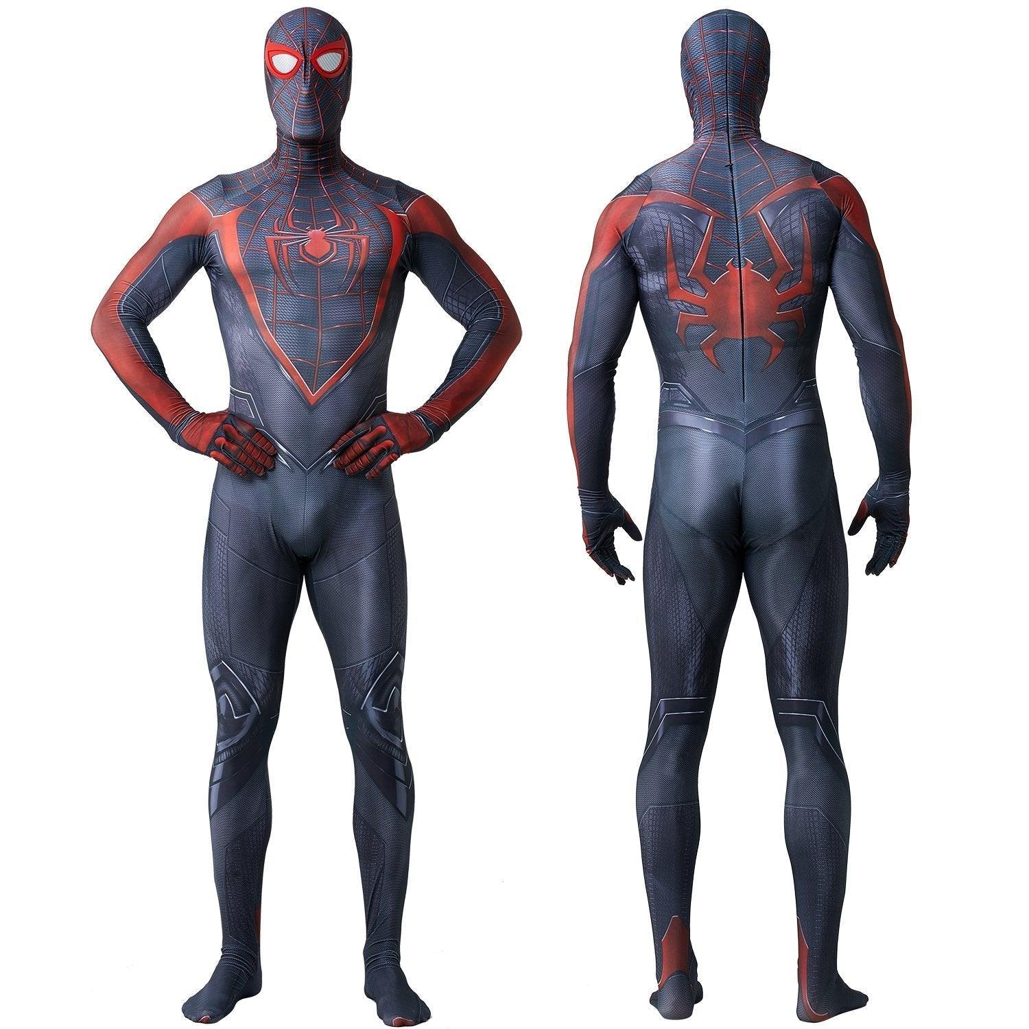 Spider - Man 2 Miles Morales Black Cosplay Jumpsuit Costume for Adults and Kids - Pajamasbuy