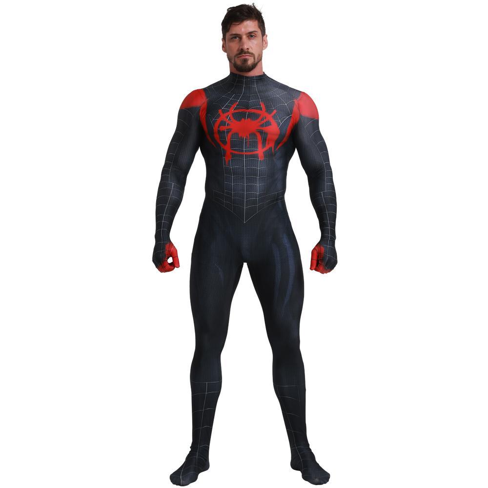 BuySpider - Man Into the Spider - Verse Miles Morales Costume Adults Cosplay Party Jumpsuit Halloween Now Cheaper With 3 - 5 Days Ship - PajamasBuy