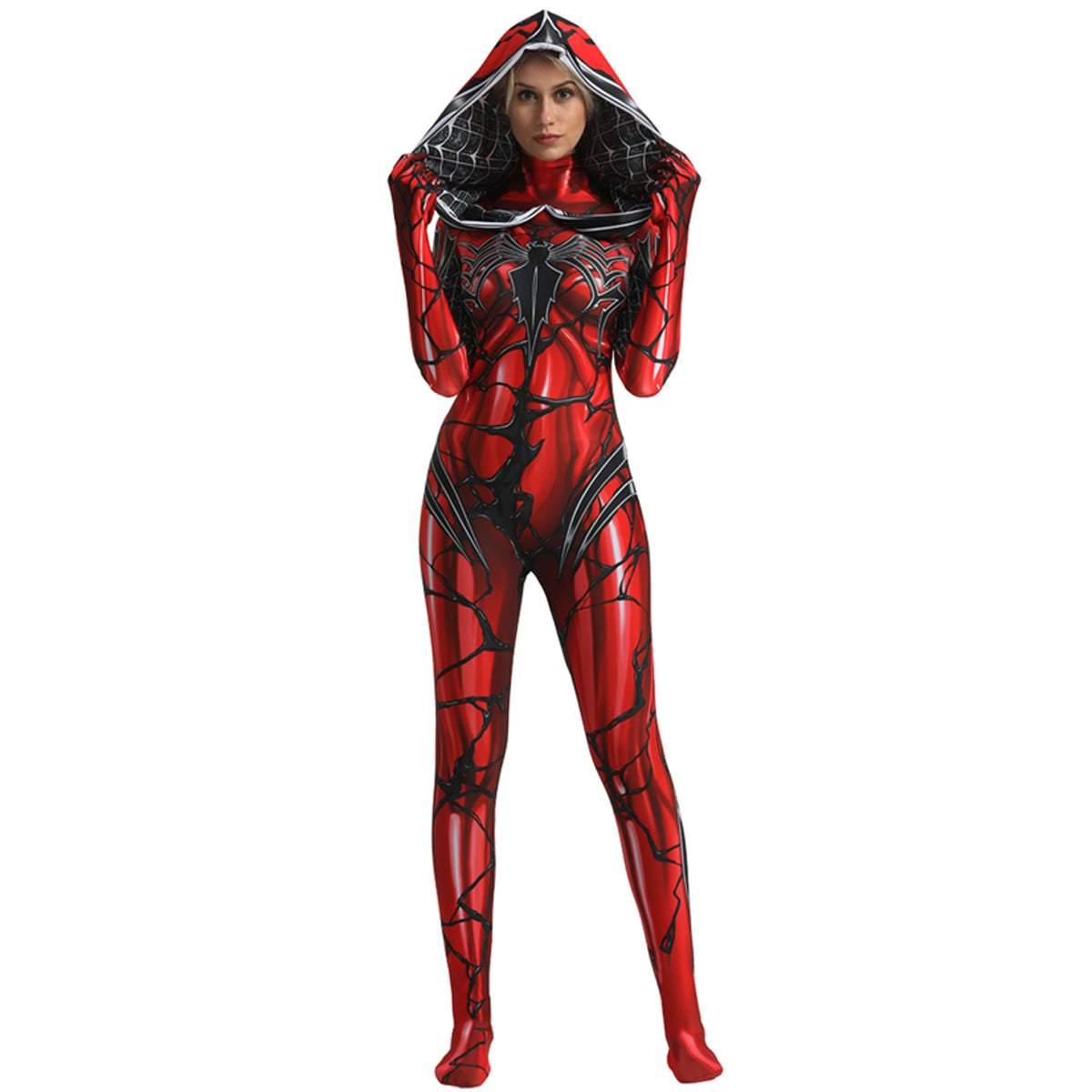 Spider - Man Venom Spider - Gwen Stacy Jumpsuit Lady Carnage Hooded Cosplay Costume Halloween - Pajamasbuy