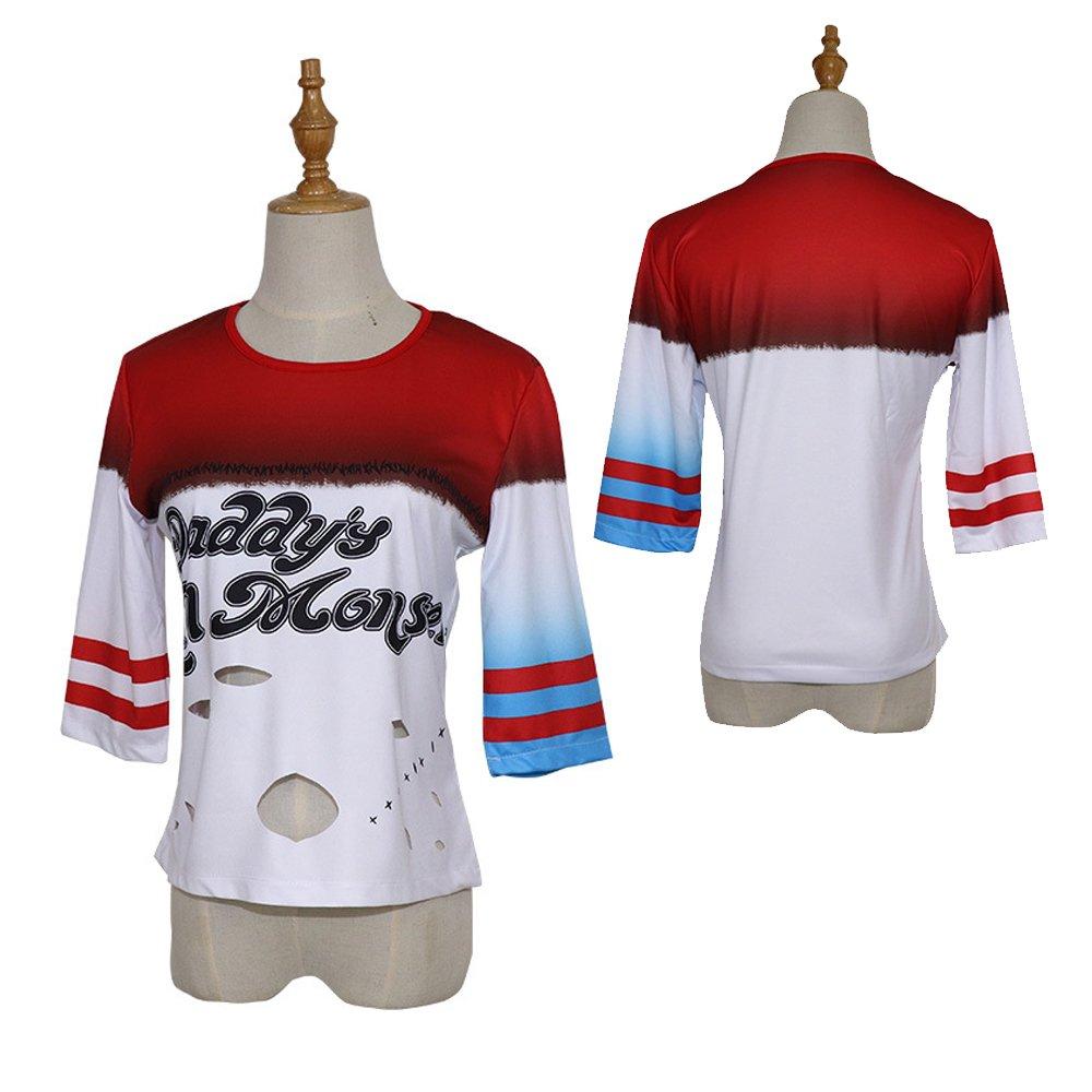 BuySuicide Squad Harley Quinn Cosplay Costume T - shirt Halloween Queen Outfit Now Cheaper With 3 - 5 Days Ship - PajamasBuy