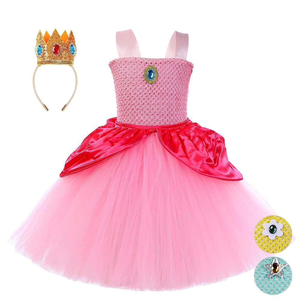 BuySuper Mario Bros Princess Peach Kids dress TUTU party dress cosplay Now Cheaper With 3 - 5 Days Ship - PajamasBuy