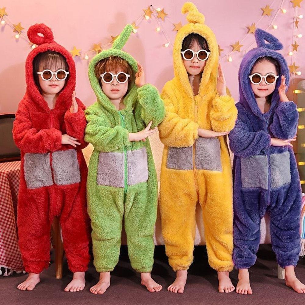 Teletubbies Tinky Winky, Dipsy, Po, Laa - Laa Coral Fleece Onesies Pajamas for Adults Kids - Pajamasbuy