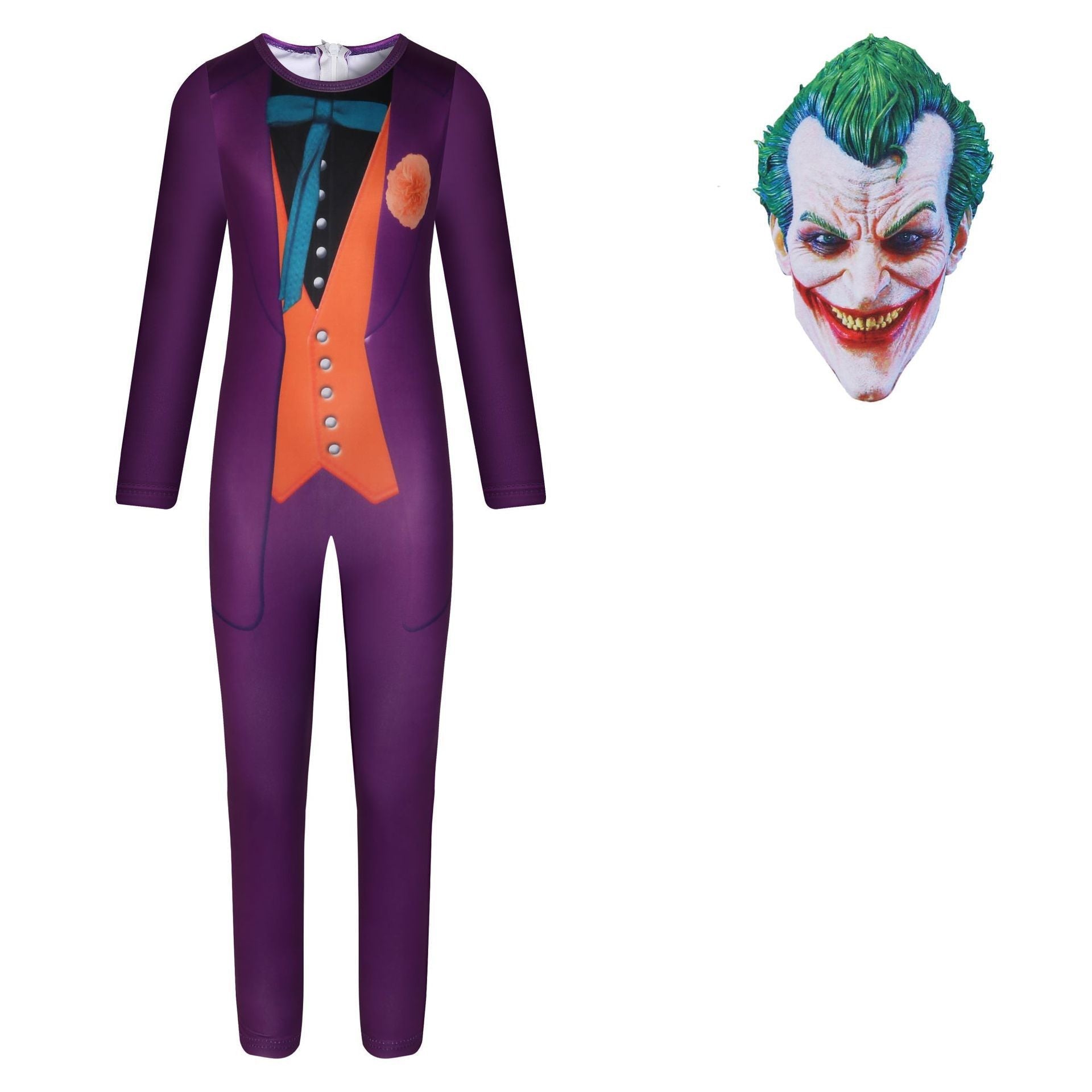 BuyThe Dark Knight Joker Cosplay Costume Halloween Jumpsuit Kids Bodysuit Now Cheaper With 3 - 5 Days Ship - PajamasBuy